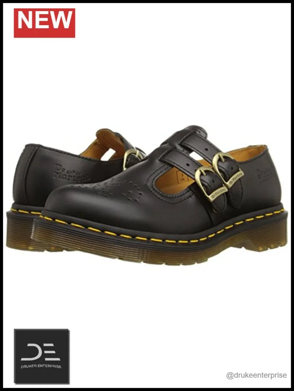 Classic Mary Jane Shoes T-Bar Leather AirWair Sole Women's